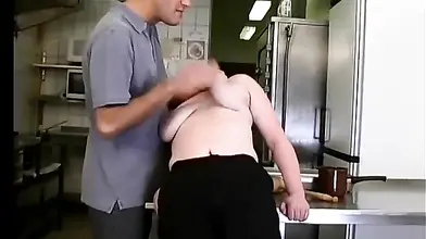 Blonde Mature Granny Deepthroats on Kitchen Floor