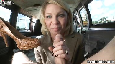 Cougar Sucks Cock in Car