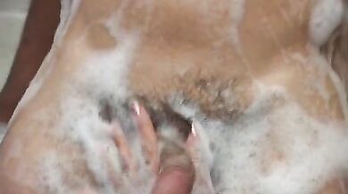 Mature Blonde MILF Washes Young Man's Cock