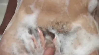 Mature Blonde MILF Washes Young Man's Cock