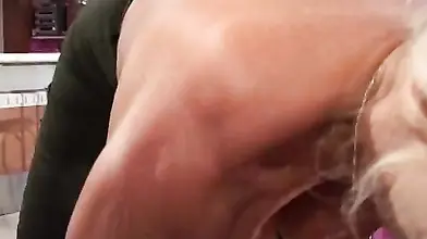 Mature Blonde MILF Washes Young Man's Cock