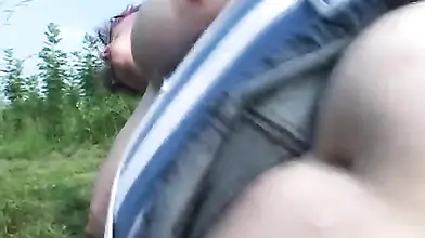 Mature Granny Masturbates Outdoors