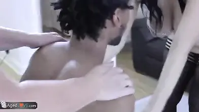 Mature Ladies and College Boys Interracial Foursome