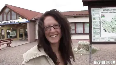 Mature German Cougar Seduced Outdoors