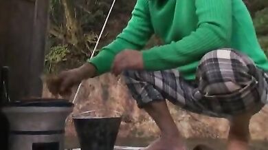 Japanese MILF Wife Bangs Hubby on Field