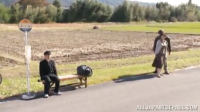 Japanese MILF Wife Bangs Hubby on Field