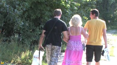 Mature Blonde's Outdoor Threesome