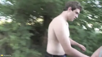 Mature Blonde's Outdoor Threesome