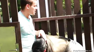 Clothed Euro MILF Plays with Lover on Floor