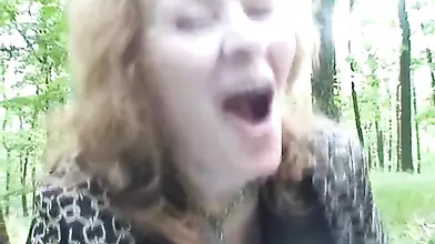 Mature Redhead's Outdoor Cock Ride