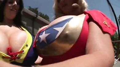 Two Cougars Please a Large Boner