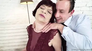 Mature Granny Donatella Rides Cum Gun