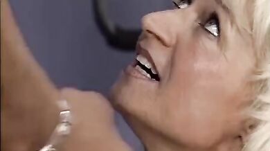 Blonde Cougar Granny Seduces Young Stud