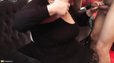 Skinny Lad Licks Mature BBW