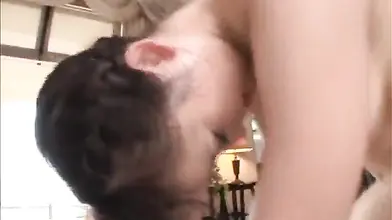 Oiled Japanese MILF Rides on Massage Table