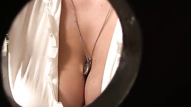 Busty Brunette MILF Sucks Glory Hole