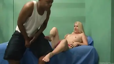 Blonde Cougar Rides Black Thug in Prison