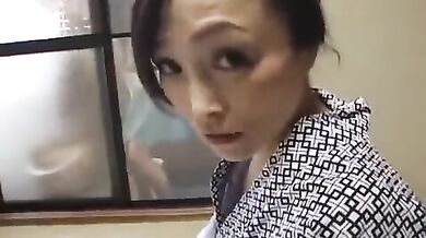 Mature Japanese Mom Enjoys Young Man's Tool