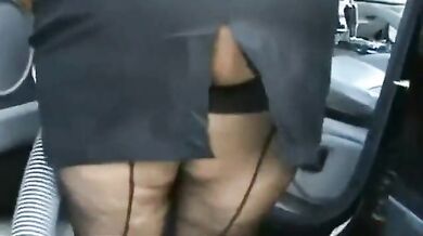 Naughty Mature Babe Teases in Public