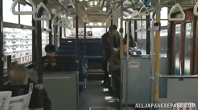Japanese Milf's Public Bus Handjob