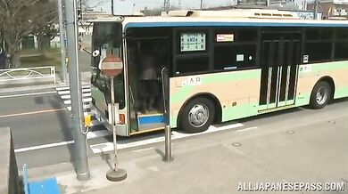 Japanese Milf's Public Bus Handjob