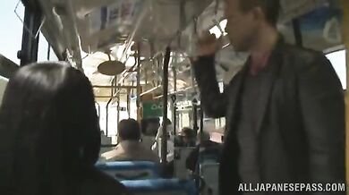 Japanese Milf's Public Bus Handjob