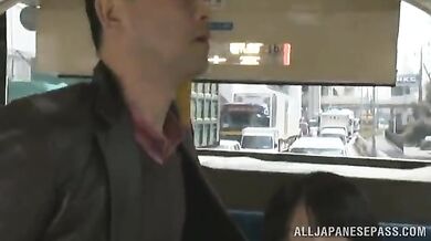 Japanese Milf's Public Bus Handjob