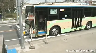 Japanese Milf's Public Bus Handjob