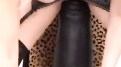 Mature Woman Rides Giant Black Dildo