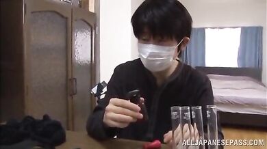 Pervert Plays with Tied Up Busty Japanese MILF