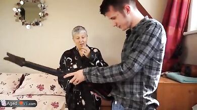 Mature Plumper Rides Young Cock