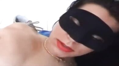 Masked Brunette Amateur's Mature Cunt Drilled