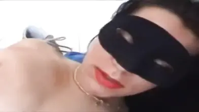 Masked Brunette Amateur's Mature Cunt Drilled