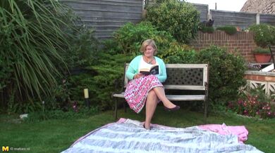 Mature Blonde's Backyard Adventure