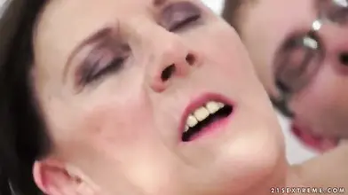 Nerd Slams Boner into Hairy Mature Pussy