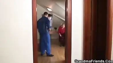 Mature Stockinged Slut Enjoys Repairmen