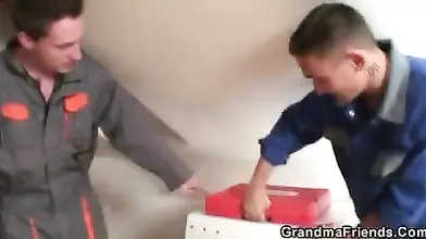 Mature Stockinged Slut Enjoys Repairmen