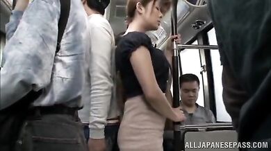 Mature Japanese Lady Groped on Public Ride