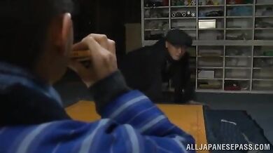 Mature Japanese Laundry-Woman's Rough Doggy Style