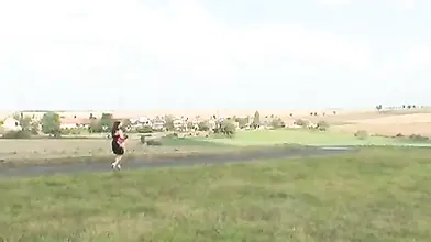 Mature Lady Rides Outdoors