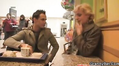 Mature Granny Seduced Outdoors, Banged Indoors