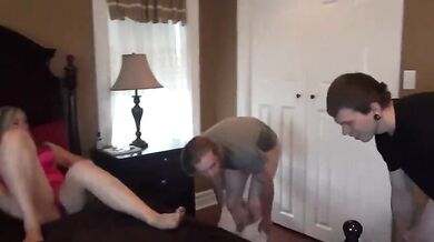 Milf Caught Masturbating by Two Young Men