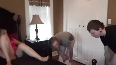 Milf Caught Masturbating by Two Young Men