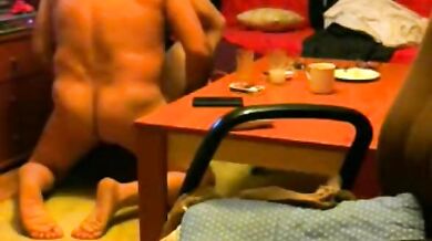 Old Dude Fucks Mature Brunette on Floor