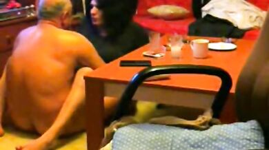 Old Dude Fucks Mature Brunette on Floor