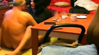 Old Dude Fucks Mature Brunette on Floor