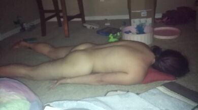 Naked Brunette Passed Out on the Floor