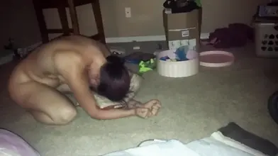 Naked Brunette Passed Out on the Floor