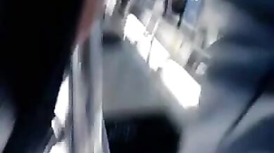 Mature Woman Touches Hard Cock on Public Transit