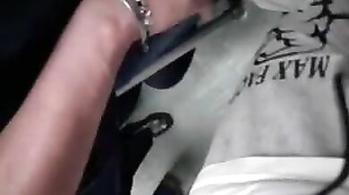 Mature Woman Touches Hard Cock on Public Transit